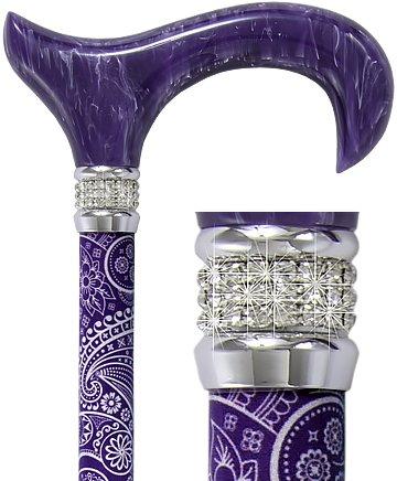 Purple Pearlz w/ Rhinestone Collar and Purple Swirl Designer Adjustable Cane