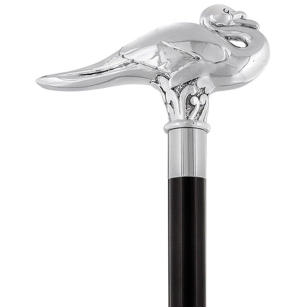 Silver 925r Swan Walking Stick w/ Black Beechwood Shaft | Agatha Christie's  Poirot Cane