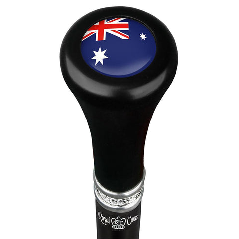 Royal Canes Australia Flat Top Walking Stick w/ Black Beechwood Shaft & Pewter Collar