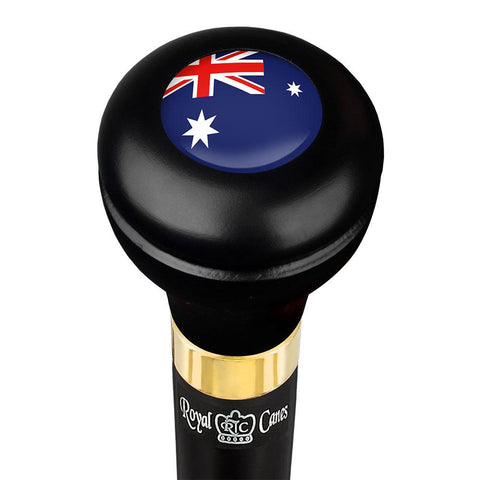 Royal Canes Australia Flask Walking Stick w/ Black Beechwood Shaft & Pewter Collar
