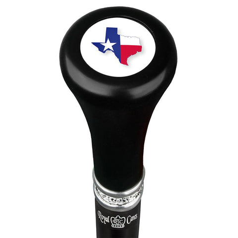 Royal Canes Texas Flat Top Walking Stick w/ Black Beechwood Shaft & Pewter Collar
