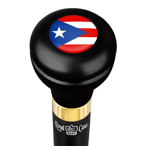 Royal Canes Puerto Rico Flask Walking Stick w/ Black Beechwood Shaft & Pewter Collar