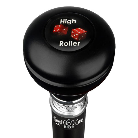 Royal Canes High Roller Knob Walking Stick w/ Black Beechwood Shaft & Pewter Collar