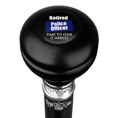 Royal Canes Police Give It Arrest Knob Walking Stick w/ Black Beechwood Shaft & Pewter Collar
