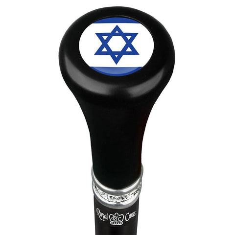 Royal Canes Jewish Star of David Top Walking Stick w/ Black Beechwood Shaft & Pewter Collar