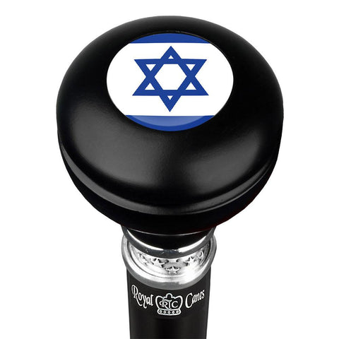 Royal Canes Jewish Star of David Knob Walking Stick w/ Black Beechwood Shaft & Pewter Collar