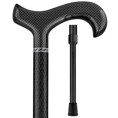 Royal Canes Black Triple Wound Carbon Derby Adjustable Walking Cane