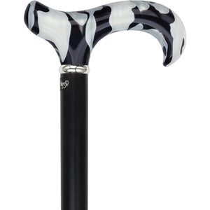 Royal Canes Black Onyx Derby Walking Cane With Black Beechwood Shaft and Silver Collar