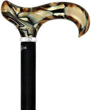 Royal Canes Golden Sienna Derby Walking Cane With Black Beechwood Shaft and Silver Collar