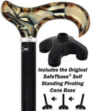 Golden Sienna Derby Walking Cane With Black Beechwood Shaft and Silver Collar w/ SafeTbase