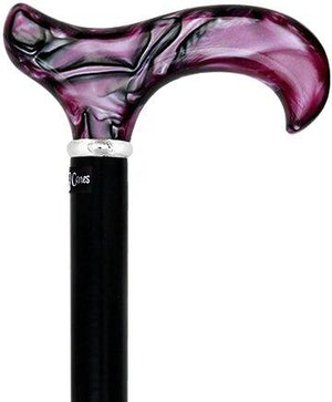 Vivid Purple Swirl Derby - Handled Acrylic Cane