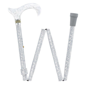 Royal Canes Graceful Lace Designer Adjustable Folding Cane w/ Rhinestone collar