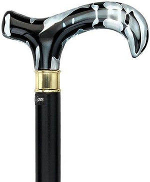 Royal Canes Extra Long, Super Strong Black Onyx Derby Walking Cane With Black Beechwood Shaft and Brass Collar