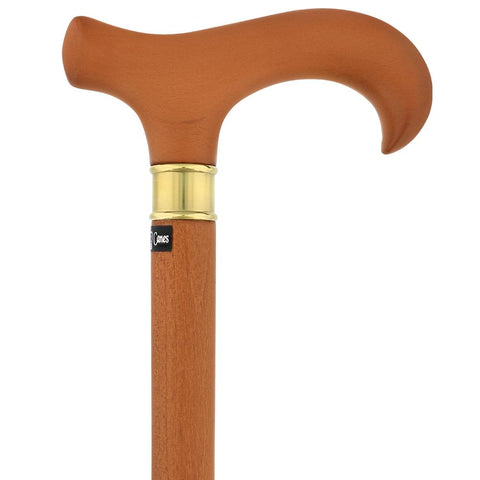 Royal Canes Extra Long, Super Strong Light Brown Derby Walking Cane With Beechwood Shaft and Brass Collar