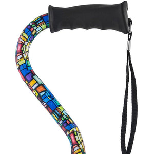Royal Canes Mosaic Stained Window Offset Walking Cane with Comfort Grip
