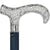 Royal Canes Extra Long, Super Strong Blue Silver Plated Scrollwork Derby Walking Cane with Ash Wood Shaft