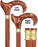 Vivid Sunset Ergonomic Handle Walking Cane Rosewood Shaft and Embossed Brass Collar