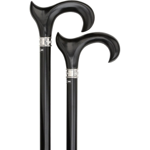 Royal Canes Black Ergonomic Derby Handle Walking Cane w/ Embossed Silver Royal Canes Collar