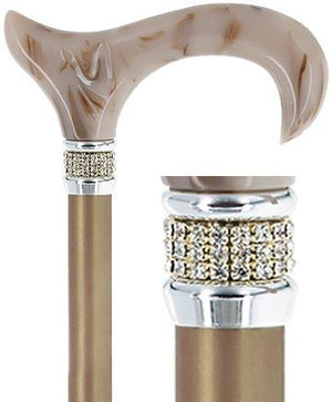 Ladies Pink Pearl Diamond Designer Adjustable Cane with Rhinestone Collar -  Exquisite Canes