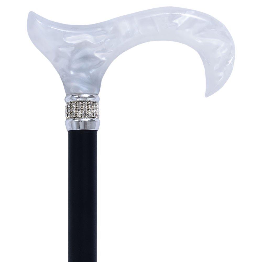 Adjustable Fashionable Black Cane with Diamonds and Pearls