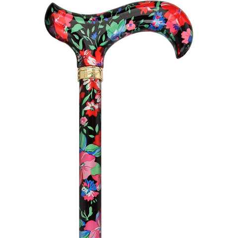 Moonlit Floral Derby-Handle Designer Adjustable Cane – RoyalCanes