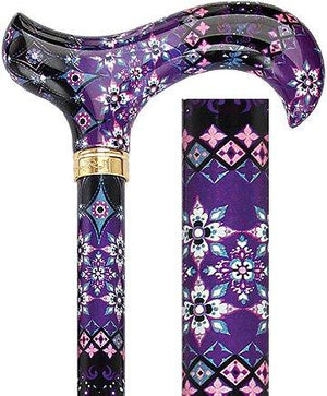 Royal Canes Pretty Purple Designer Adjustable Derby Walking Cane with Engraved Collar