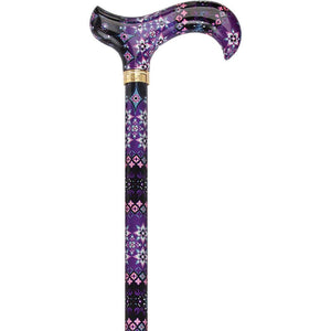 Royal Canes Pretty Purple Designer Adjustable Derby Walking Cane with Engraved Collar