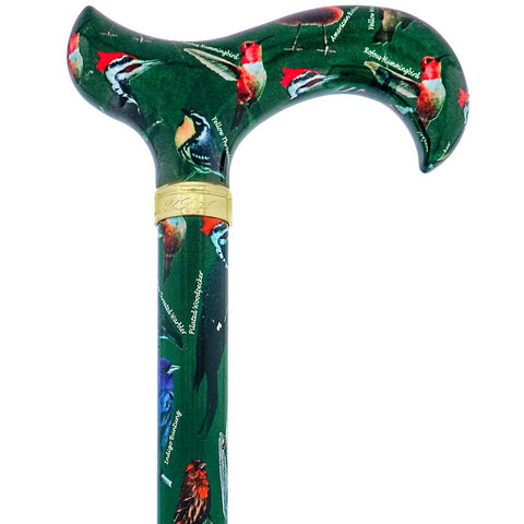 Fashionable Canes American Songbird Designer Adjustable Derby Walking Cane with Engraved Collar w/ SafeTbase