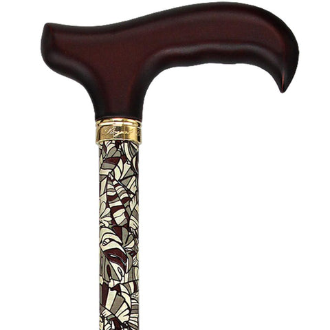 Fashionable Canes Bahama Leaf Adjustable Derby Walking Cane with Engraved Collar w/ SafeTbase