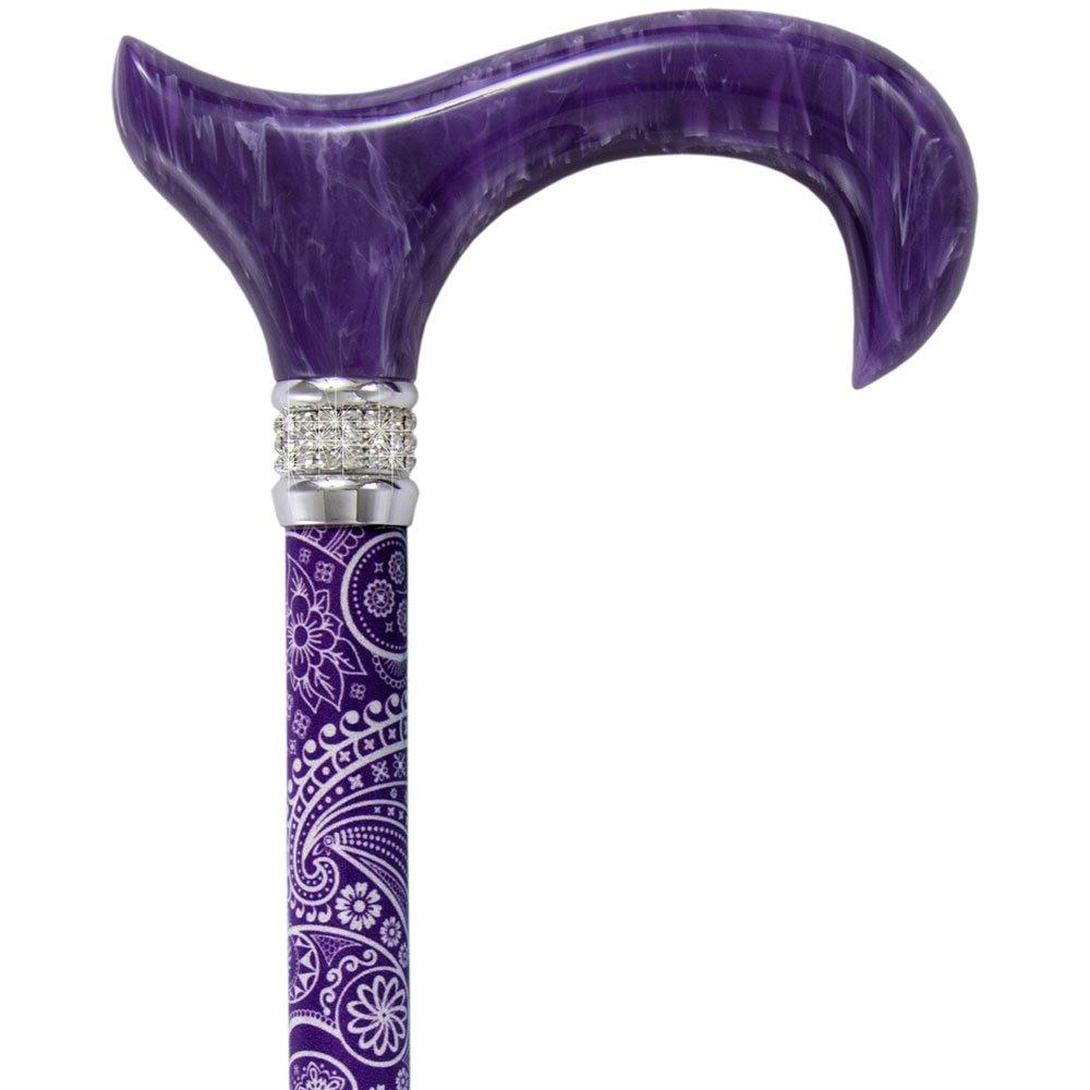 Purple Pearlz- Rhinestone Collar & Purple Swirl Adjustable Cane