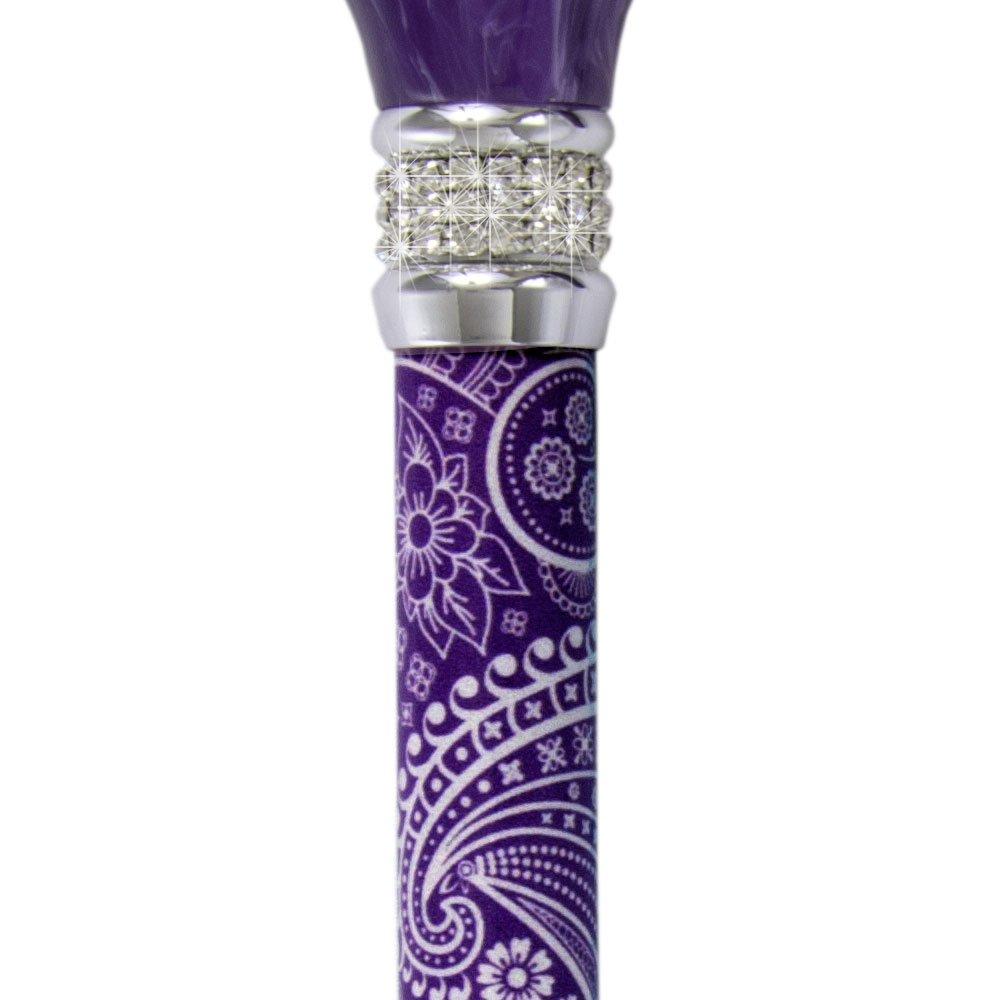 OrthoGlam & # 34; Lavender Ice & # 34; Crystal Rhinestone Bedazzled Fashion  Cane - Mai Saurin Bling Wooden Walking Stick for Balance