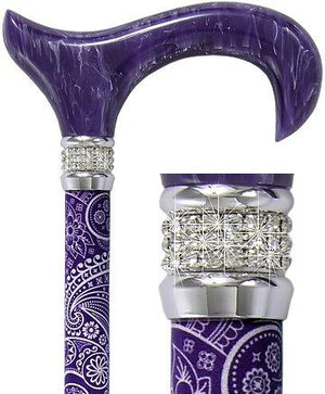 Royal Canes Purple Pearlz w/ Rhinestone Collar and Purple Swirl Designer Adjustable Cane