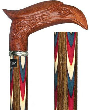 Royal Canes Colors Don't Run Eagle Handle Walking Cane With Inlaid Ovangkol Shaft and Silver Collar