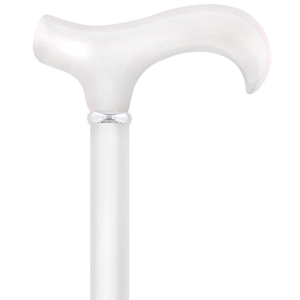 White Derby Handle Walking Cane with Beechwood Wood Shaft and Silver C –  RoyalCanes
