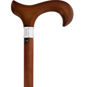 Royal Canes House Walnut Stained Beechwood Derby Walking Cane with Stainless Steel Collar