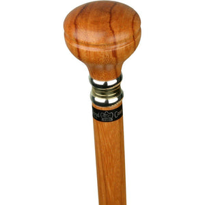 Royal Canes Rosewood Flat Top Knob Handle Walking Stick With Rosewood Shaft and Two Tone Collar