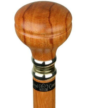 Royal Canes Rosewood Flat Top Knob Handle Walking Stick With Rosewood Shaft and Two Tone Collar