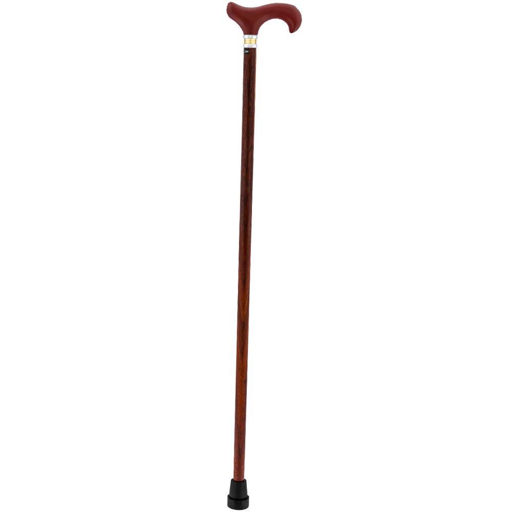 Red Leather Derby Walking Cane With Padauk Wood Shaft and Two Tone