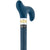 Royal Canes Blue Leather Derby Walking Cane With Blue Stained Ash Wood Shaft and Two-tone Collar