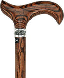 Derby Walking Cane With Genuine Bocote Wood Shaft and Pewter Rose Collar