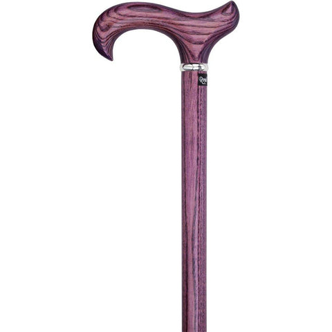 Royal Canes Vivid Purple Derby Walking Cane With Ash Wood Shaft and Silver Collar