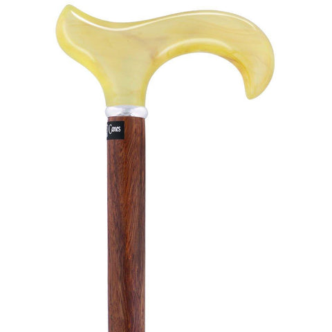 Royal Canes Lemon Ice Derby Walking Cane With Genuine Rosewood Shaft and Silver Collar