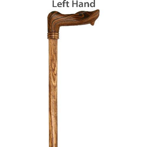 Palm Grip Walking Cane With Zebrano Wood Shaft and Wooden Collar