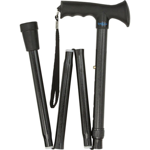 Royal Canes Black Adjustable Comfort Grip Folding Walking Cane