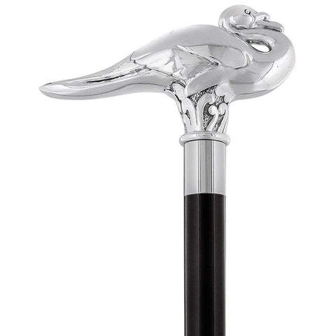 Royal Canes Silver 925r Swan Walking Stick w/ Black Beechwood Shaft | Agatha Christie's Poirot Cane