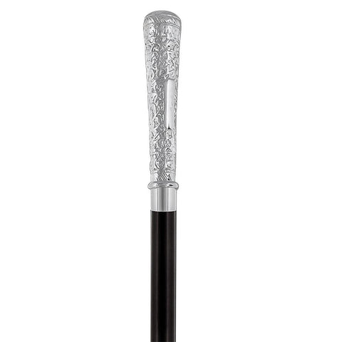 Royal Canes Silver 925r Vine Covered Elongated Knob Walking Stick with Black Beechwood Shaft