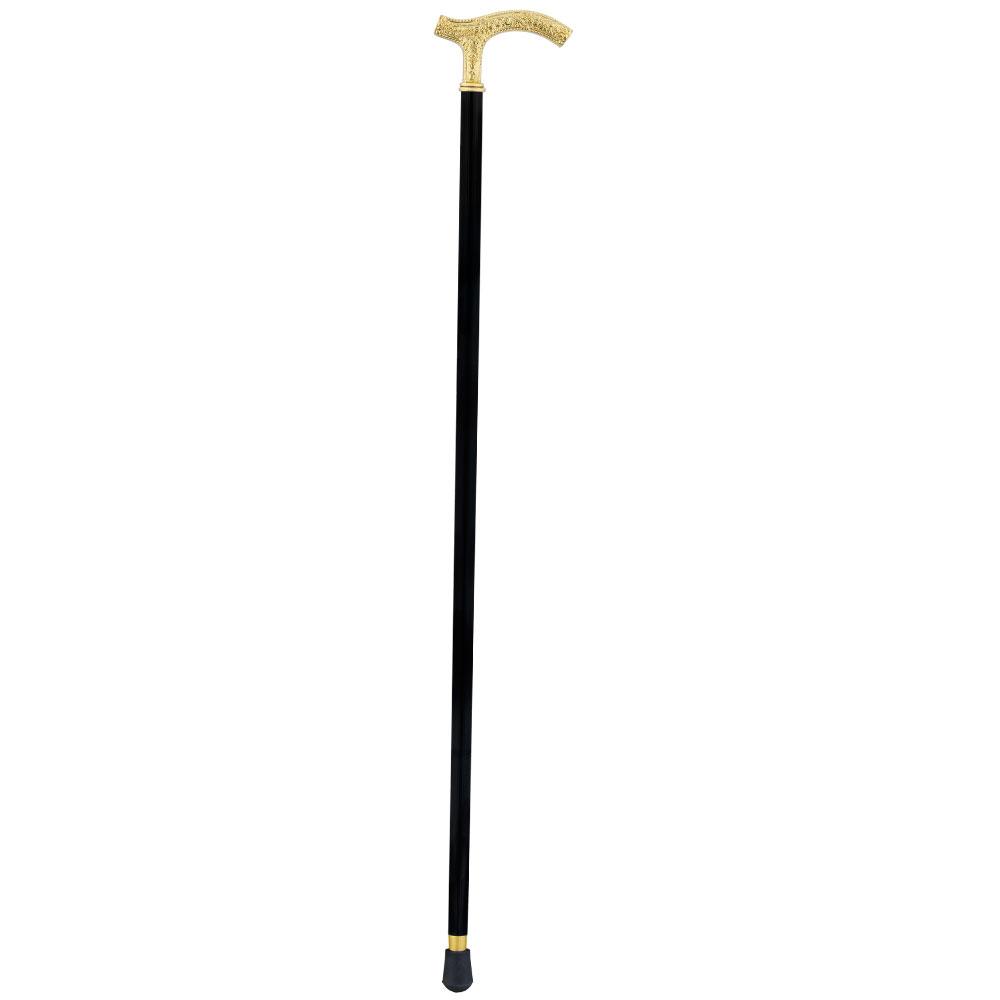 24K Gold Plated Petite Embossed Fritz Handle Walking Cane with Black  Beechwood Shaft and Collar