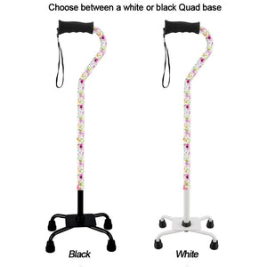 Royal Canes Watercolor Flowers Vivienne May Convertible Quad Base Walking Cane with Comfort Grip - Adjustable Sh
