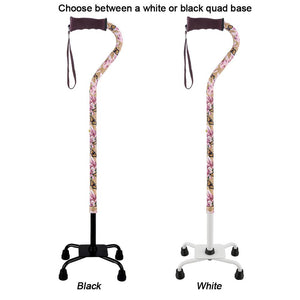 Royal Canes Lily and Butterfly Aluminum Convertible Quad Walking Cane with Comfort Grip - Adjustable Shaft